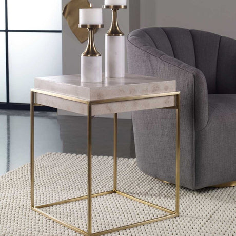 White Burl Veneer Accent Table by Uttermost Inda, alternate view 2