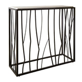 Modern European furniture - Iron Framed Travertine Console Table - www.oroa.com
