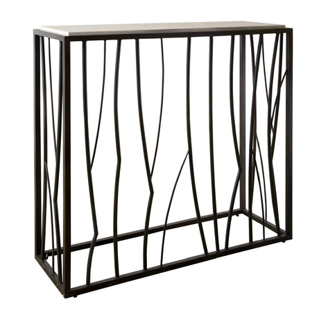 Modern European furniture - Iron Framed Travertine Console Table - www.oroa.com