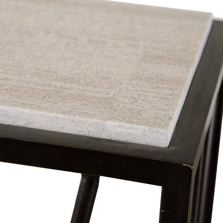 Modern European furniture - Iron Framed Travertine Console Table - www.oroa.com