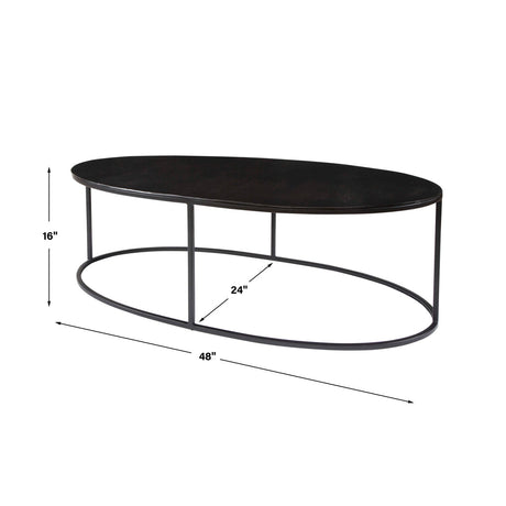 Modern European furniture - Black Aluminum Oval Coffee Table - www.oroa.com