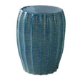 Modern European furniture - Blue Ceramic Scalloped Garden Stool - www.oroa.com