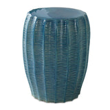 Modern European furniture - Blue Ceramic Scalloped Garden Stool - www.oroa.com