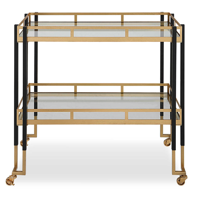 Modern European furniture - Two-Toned Metal Framed Bar Cart - www.oroa.com