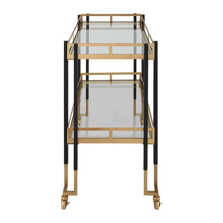 Modern European furniture - Two-Toned Metal Framed Bar Cart - www.oroa.com