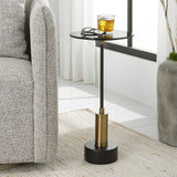 Modern European furniture - Black Glass Pedestal Accent Table - www.oroa.com