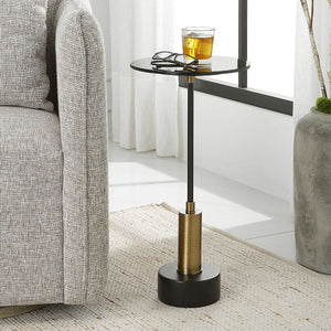   Black Glass Pedestal Accent Table | Oroa.com