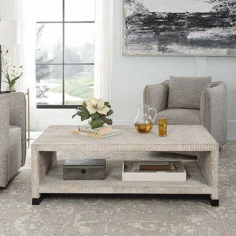 Modern European furniture - Whitewashed Wood Coffee Table - www.oroa.com