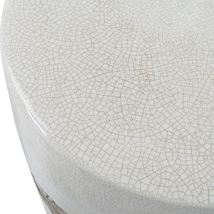   White Crackle Ceramic Garden Stool | Oroa.com