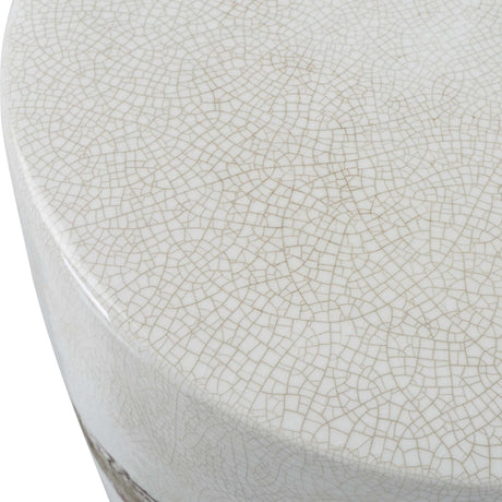 Modern European furniture - White Crackle Ceramic Garden Stool - www.oroa.com