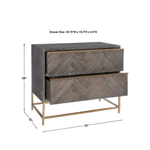   Oak Herringbone 2-Drawer Chest | Oroa.com