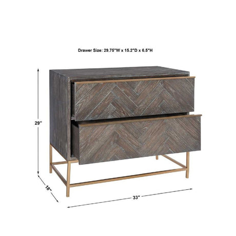 Modern European furniture - Oak Herringbone 2-Drawer Chest  - www.oroa.com