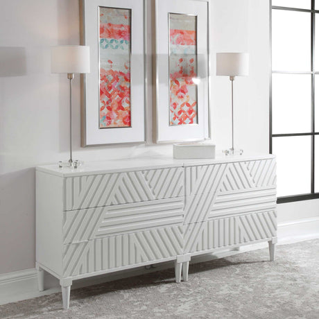 Geometric Carved 3-Drawer Chest | Uttermost Colby