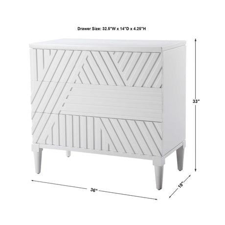 Geometric Carved 3-Drawer Chest | Uttermost Colby