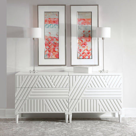 Geometric Carved 3-Drawer Chest | Uttermost Colby