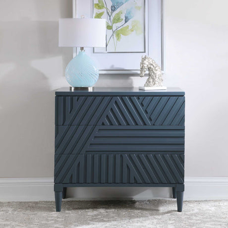Geometric Carved 3-Drawer Chest | Uttermost Colby