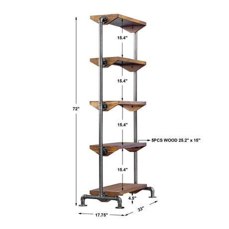Modern European furniture - Acacia Wood 5-Shelf Bookcase - www.oroa.com
