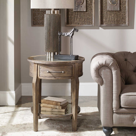 Modern European furniture - Wooden Round 1-Drawer Side Table - www.oroa.com