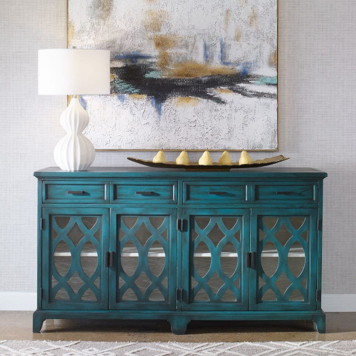   Green Wooden Cutouts Credenza | Oroa.com