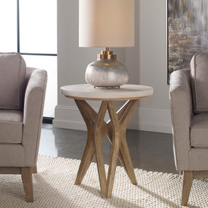   White Limestone Round Side Table | Oroa.com