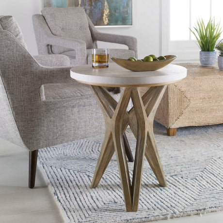 Modern European furniture - White Limestone Round Side Table - www.oroa.com