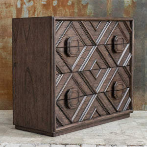   Geometric Carved 4-Drawer Chest | Oroa.com