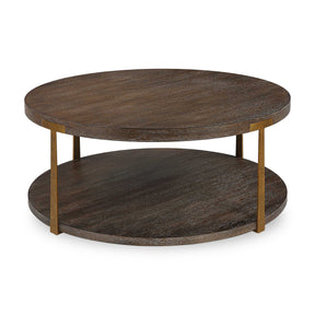 Brown Oak Round Coffee Table by Uttermost Palisade
