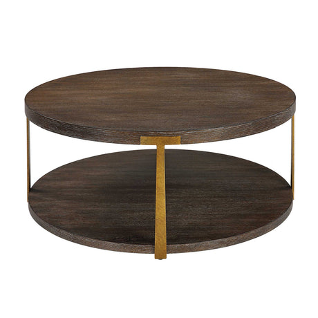 Modern European furniture - Brown Oak Round Coffee Table - www.oroa.com