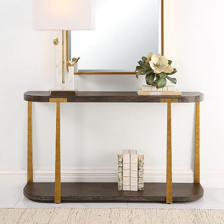 Modern European furniture - Brown Oak Console Table - www.oroa.com