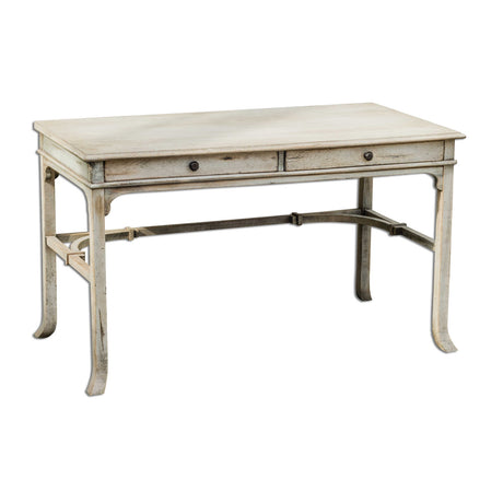 Modern European furniture - Aged White 2-Drawer Writing Desk - www.oroa.com