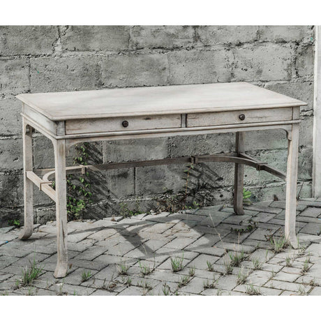 Modern European furniture - Aged White 2-Drawer Writing Desk - www.oroa.com