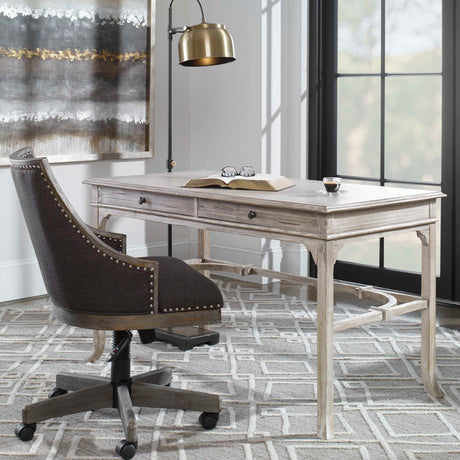Modern European furniture - Aged White 2-Drawer Writing Desk - www.oroa.com
