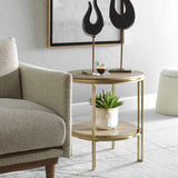 Modern European furniture - Brushed Brass Framed Side Table - www.oroa.com