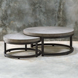Modern European furniture - Taupe Burlap Nesting Coffee Tables (2) Table - www.oroa.com