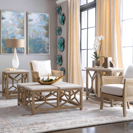 Modern European furniture - Natural Limestone Square Coffee Table - www.oroa.com