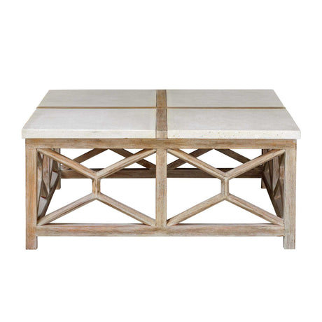Modern European furniture - Natural Limestone Square Coffee Table - www.oroa.com