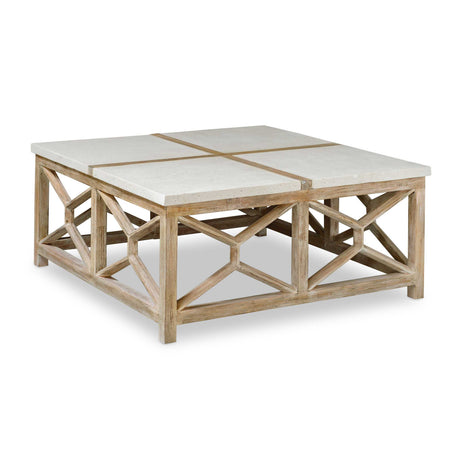 Modern European furniture - Natural Limestone Square Coffee Table - www.oroa.com