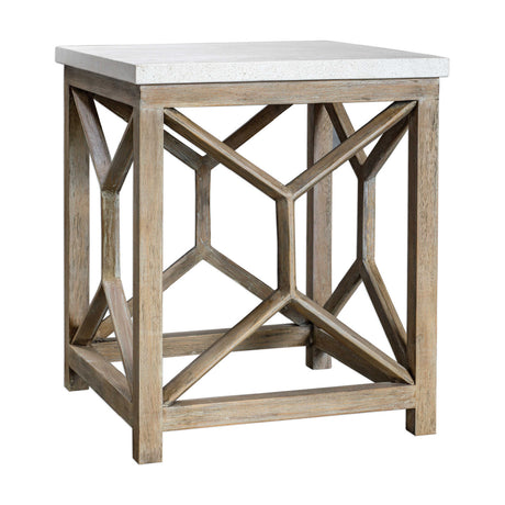 Modern European furniture - Natural Limestone Square Side Table - www.oroa.com