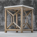 Modern European furniture - Natural Limestone Square Side Table - www.oroa.com
