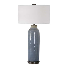 Modern European furniture - Distressed Blue Ceramic Table Lamp - www.oroa.com