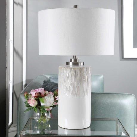 Beige Dripped Ceramic Table Lamp | Uttermost Georgios