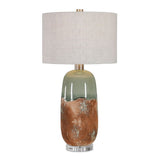 Modern European furniture - Terracotta & Green Ceramic Table Lamp - www.oroa.com