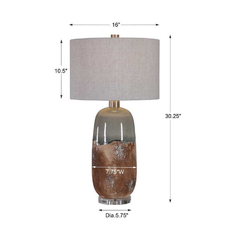 Modern European furniture - Terracotta & Green Ceramic Table Lamp - www.oroa.com