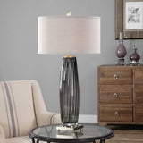 Pleated Gray Glass Table Lamp | Uttermost Vilminore