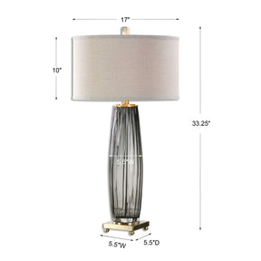 Modern European furniture - Pleated Gray Glass Table Lamp by Uttermost Vilminore - www.oroa.com