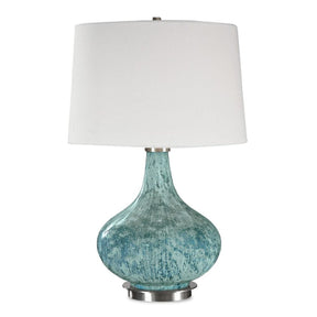 Modern European furniture - Bulbous Blue Glass Table Lamp by Uttermost Celinda - www.oroa.com