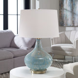 Bulbous Blue Glass Table Lamp | Uttermost Celinda