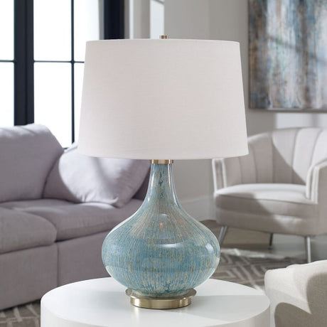 Bulbous Blue Glass Table Lamp | Uttermost Celinda