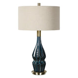 Blue Faceted Ceramic Table Lamp | Uttermost Prussian