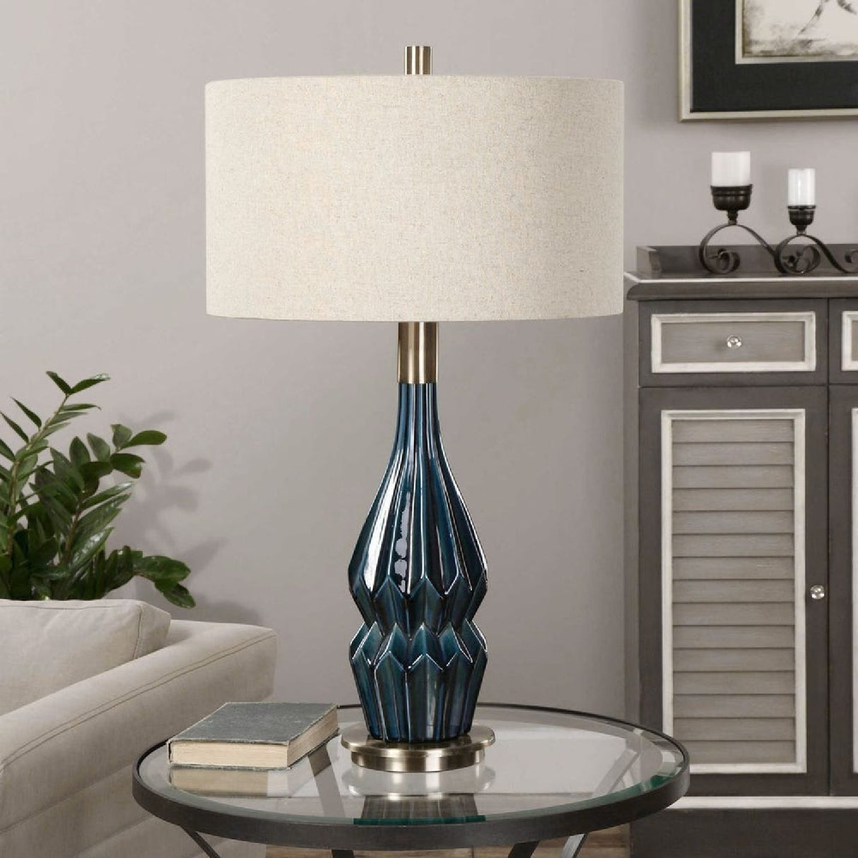   Blue Faceted Ceramic Table Lamp | Oroa.com